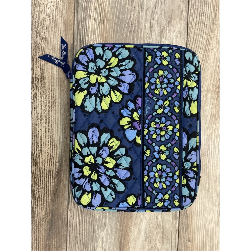 Vera Bradley Tablet iPad E Reader Sleeve Indigo Pop Blue Floral Quilted Padded